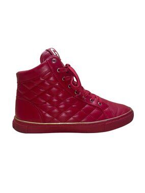 G By Guess Men’s Red Man-Made Quilted Lace-Up GX Moto High-Top Sneakers Size 11